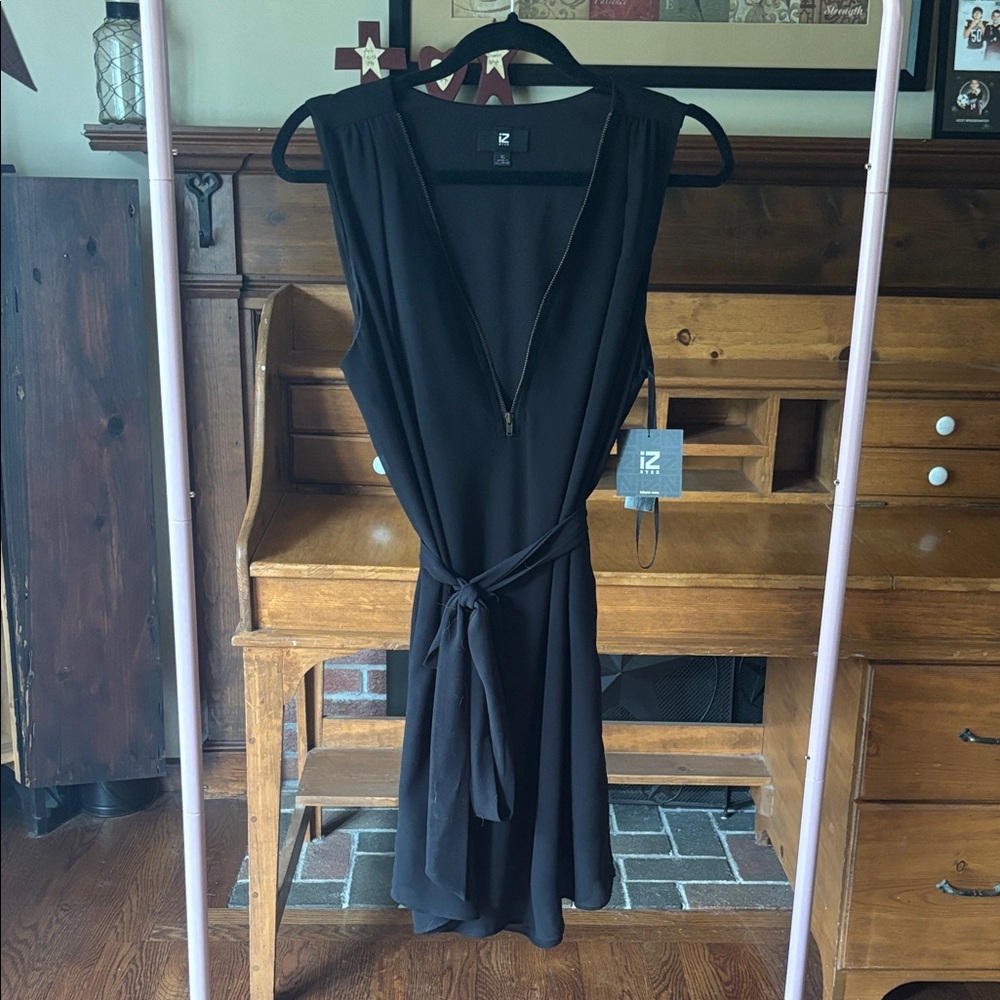 Iz Byer Black Midi Dress with Belt